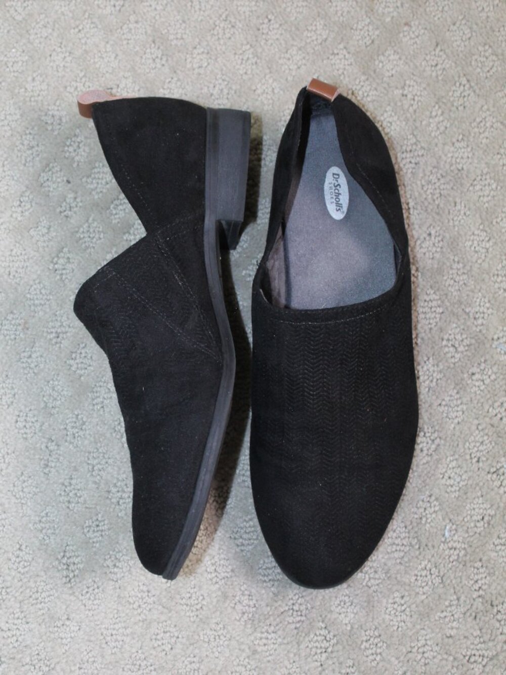 Dr. Scholls Size 8.5 Black Suede Round Toe Flats